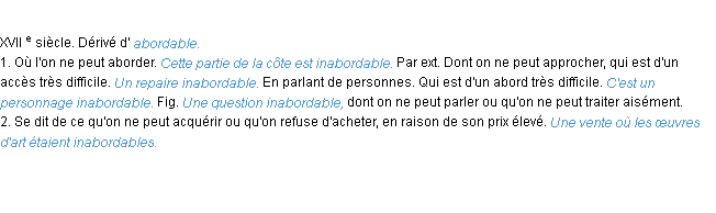 Définition inabordable ACAD 1986