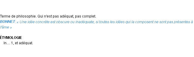 Définition inadéquat Emile Littré