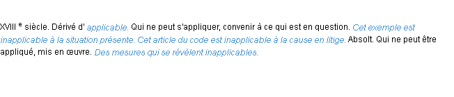 Définition inapplicable ACAD 1986