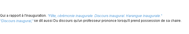 Définition inaugural ACAD 1835