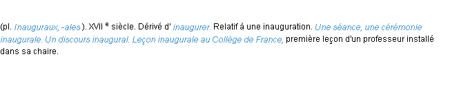 Définition inaugural ACAD 1986