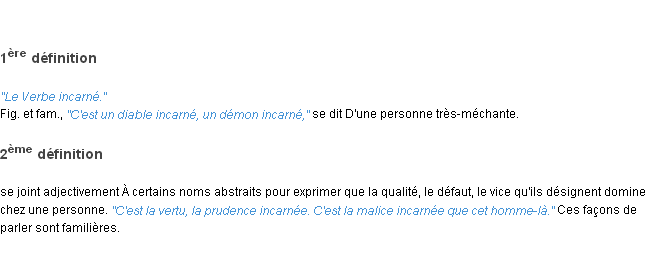 Définition incarné ACAD 1835