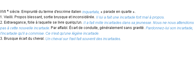 Définition incartade ACAD 1986