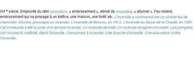 Définition incendie ACAD 1986