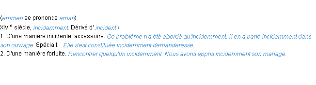 Définition incidemment ACAD 1986