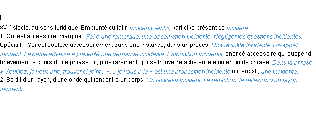 Définition incident ACAD 1986