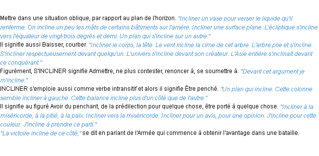 Définition incliner ACAD 1932