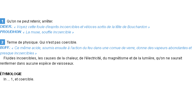 Définition incoercible Emile Littré