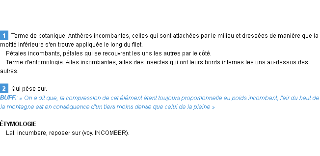 Définition incombant Emile Littré