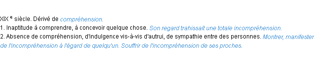 Définition incompréhension ACAD 1986