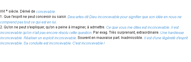 Définition inconcevable ACAD 1986