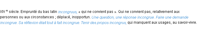 Définition incongru ACAD 1986