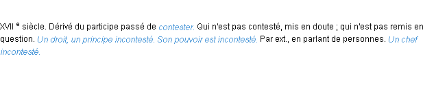 Définition incontesté ACAD 1986