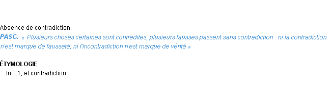 Définition incontradiction Emile Littré