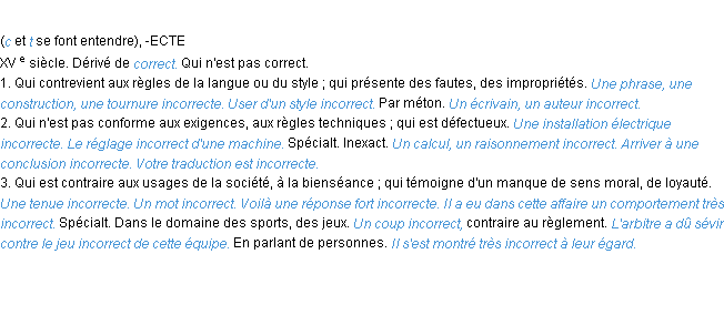 Définition incorrect ACAD 1986