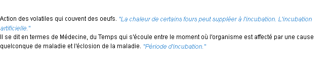 Définition incubation ACAD 1932