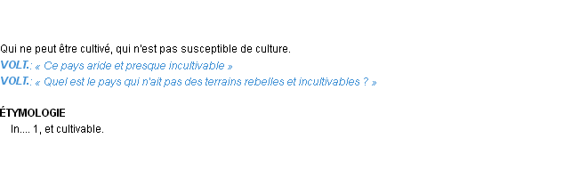 Définition incultivable Emile Littré