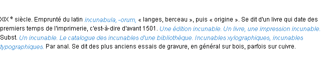 Définition incunable ACAD 1986