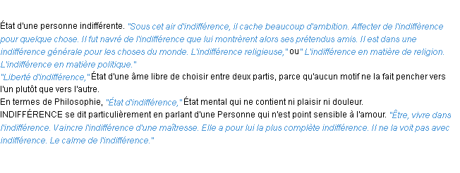 Définition indifférence ACAD 1932