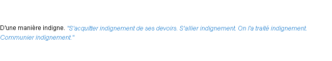 Définition indignement ACAD 1835