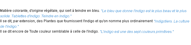 Définition indigo ACAD 1932