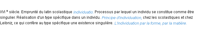 Définition individuation ACAD 1986