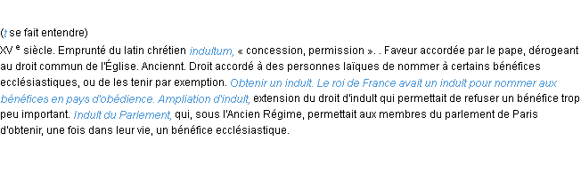 Définition indult ACAD 1986