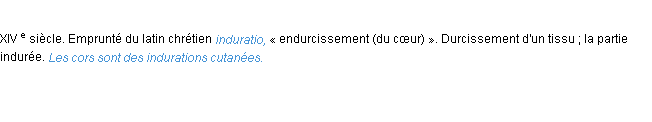 Définition induration ACAD 1986