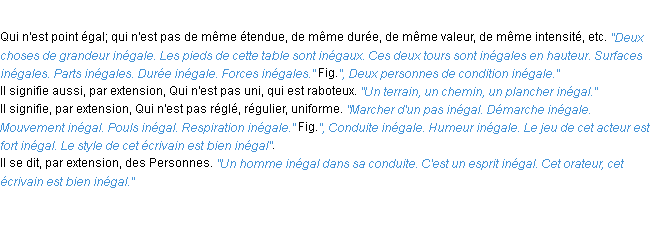 Définition inégal ACAD 1932