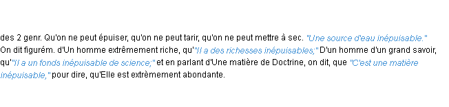 Définition inépuisable ACAD 1798 Définition inépuisable ACAD 1798