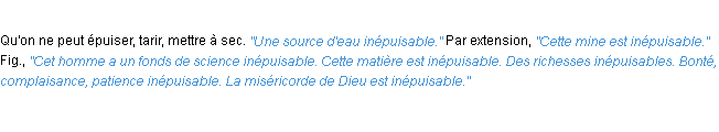 Définition inépuisable ACAD 1932 Définition inépuisable ACAD 1932