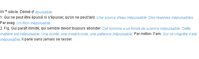 Définition inépuisable ACAD 1986 Définition inépuisable ACAD 1986