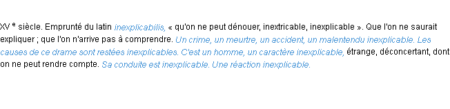 Définition inexplicable ACAD 1986