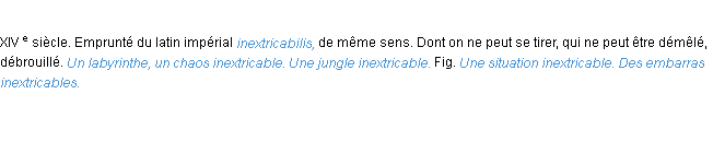 Définition inextricable ACAD 1986