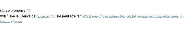 Définition infaisable ACAD 1986