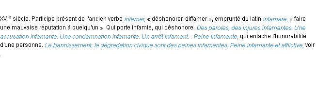 Définition infamant ACAD 1986