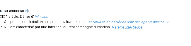 Définition infectieux ACAD 1986