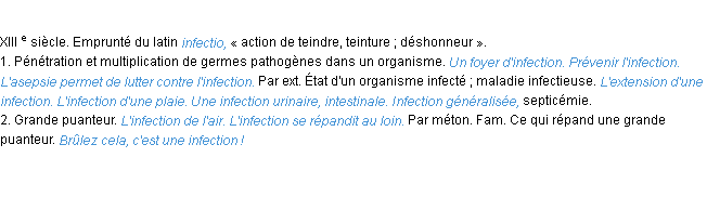 Définition infection ACAD 1986