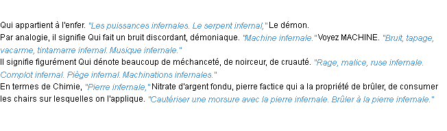 Définition infernal ACAD 1932