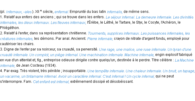 Définition infernal ACAD 1986