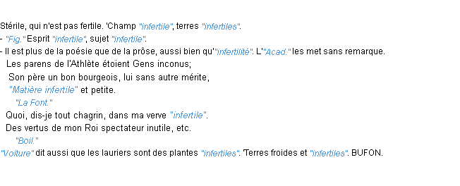 Définition infertile JF.Feraud