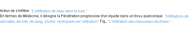 Définition infiltration ACAD 1932