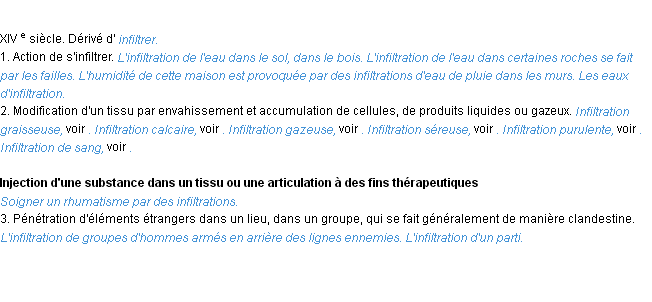 Définition infiltration ACAD 1986