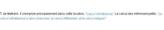 Définition infinitésimal ACAD 1835