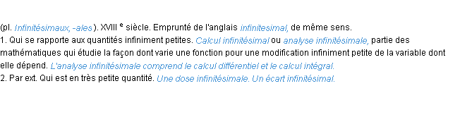 Définition infinitésimal ACAD 1986