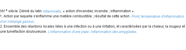 Définition inflammation ACAD 1986