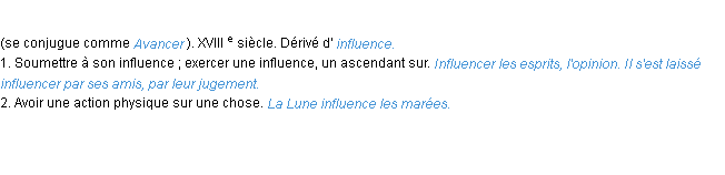 Définition influencer ACAD 1986