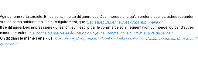 Définition influer ACAD 1798