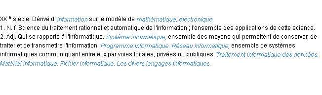 Définition informatique ACAD 1986