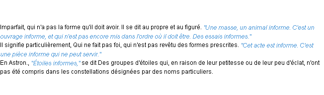 Définition informé ACAD 1835